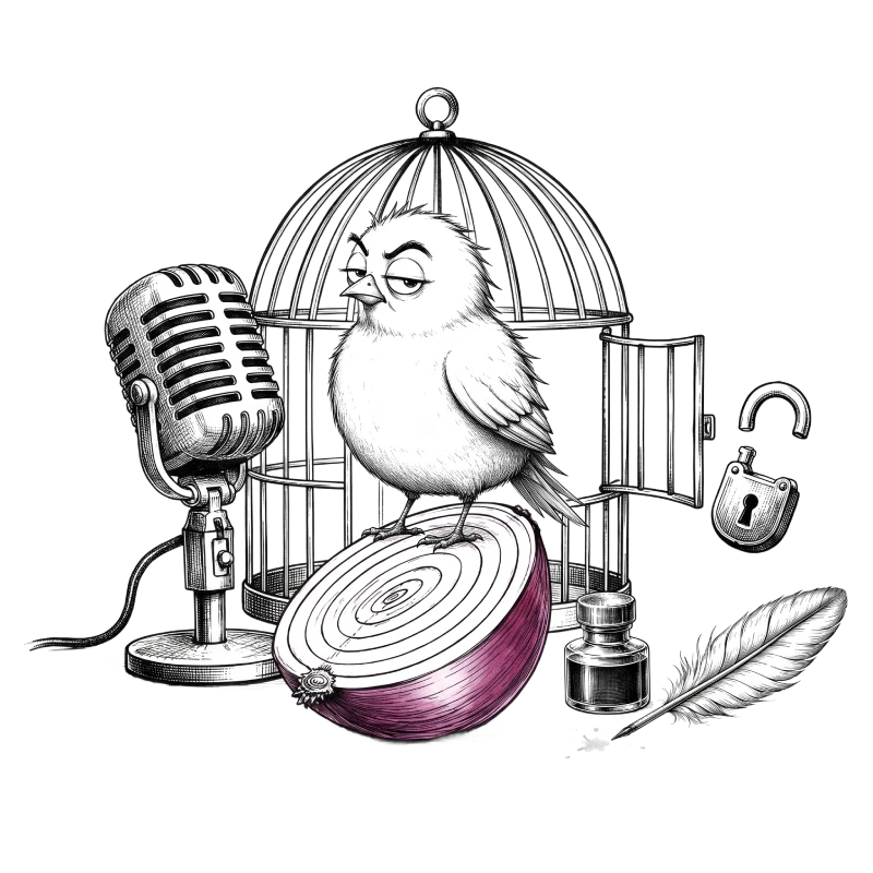 Canary, Cage, and Onion Allegory Ensemble
